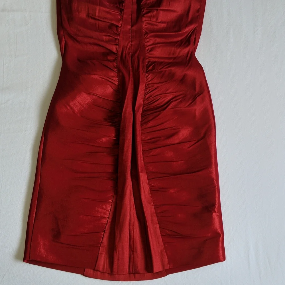 NWT Calvin Klein red strappy mini dress with ruching women's US 4 - Picture 5 of 12
